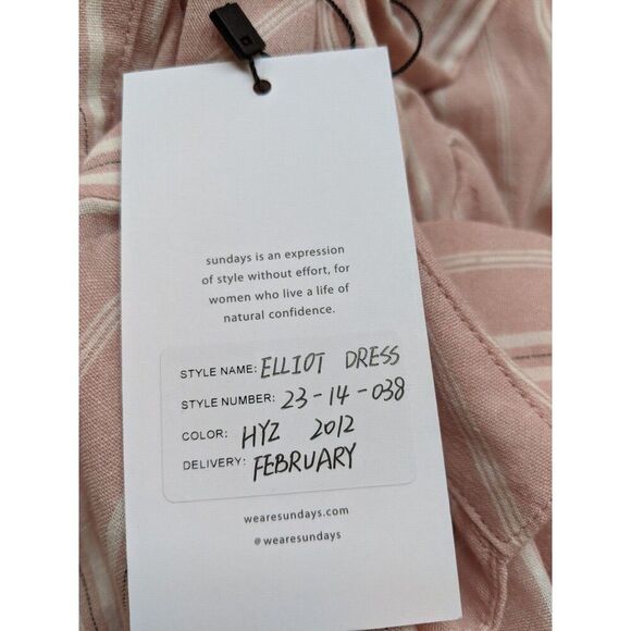 Sundays Elliot Shirt Dress Midi Maxi Pink Striped Long Sleeve Collared Small - Picture 12 of 13